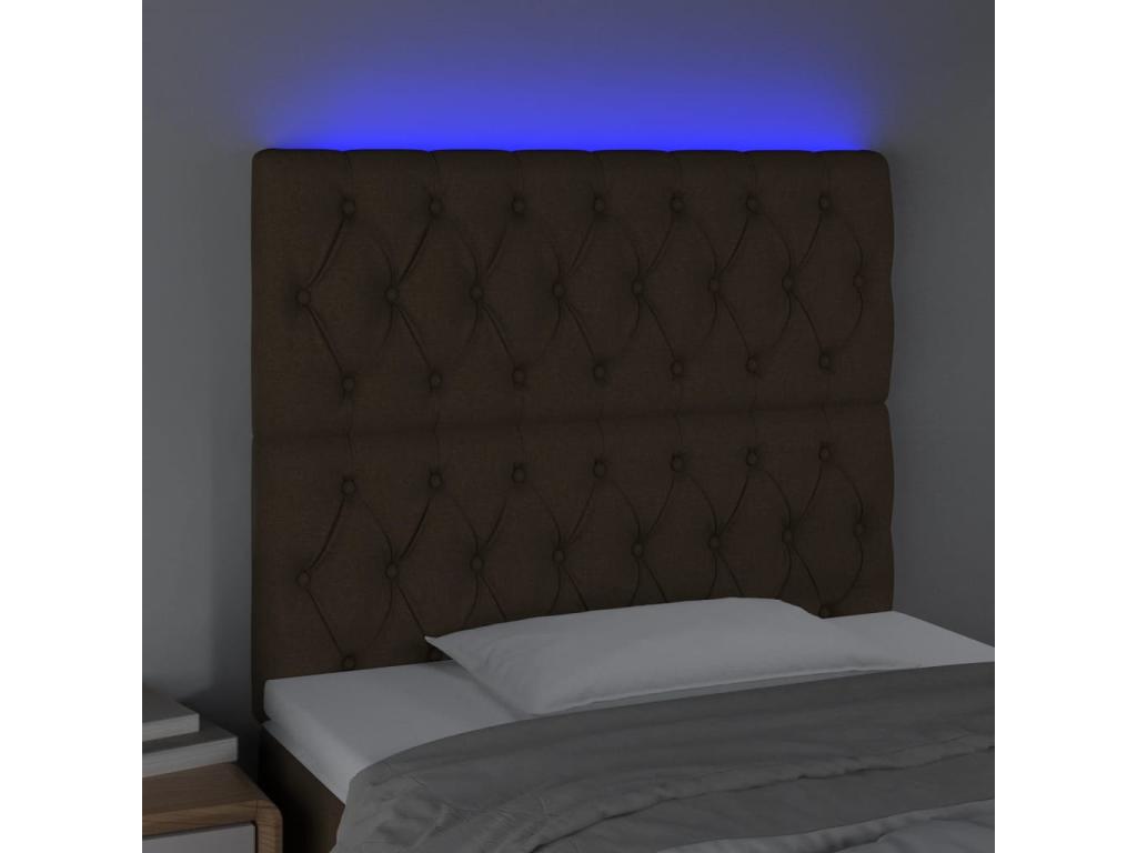 Tête de lit à LED Marron foncé 90x7x118/128 cm Tissu 23935JXKH