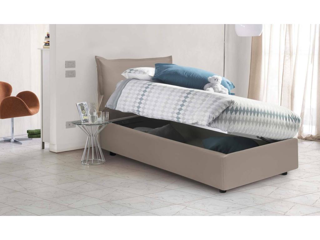 Lit simple Calmetop Lit coffre avec revêtement en éco-cuir Made in Italy Ouverture latérale adaptée pour matelas 80x190 cm Calmetop 97042RBDE