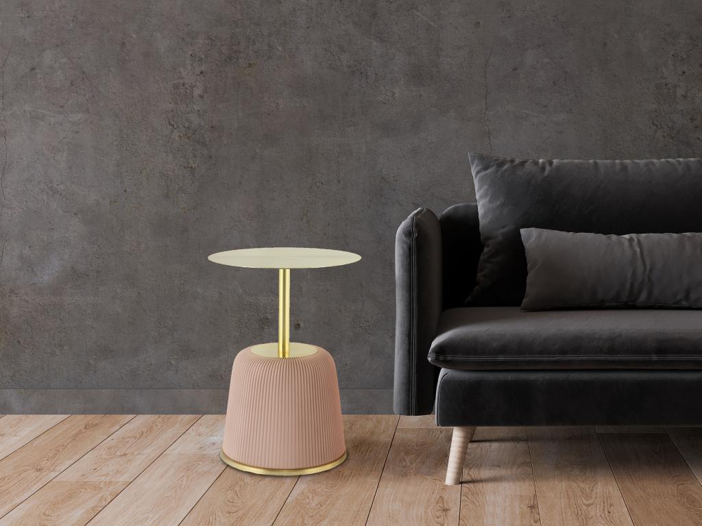 Table d'Appoint Design Calmetop 60cm Rose / Or 84789MHXI