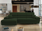 Canapé d'angle Calmetop 137 Vert Fonction de couchage Boîte de literie 275x170x71cm 80425ORHT