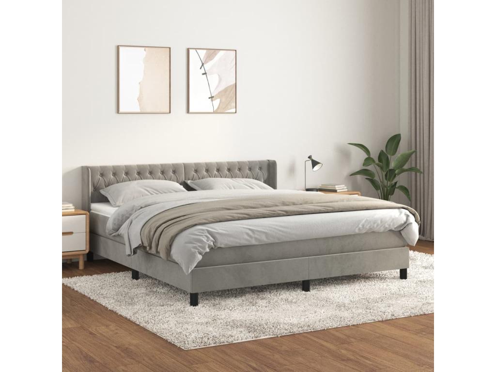Sommier à Calmetop de lit et matelas Gris clair 160x200cm Velours 93727WKDV