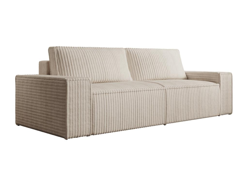 Canapé 4 places convertible en velours tricoté grosses côtes beige Calmetop 42414VAUF