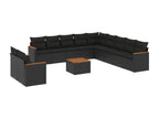 Salon de jardin 12 pcs avec coussins noir résine tressée 55772YMMB