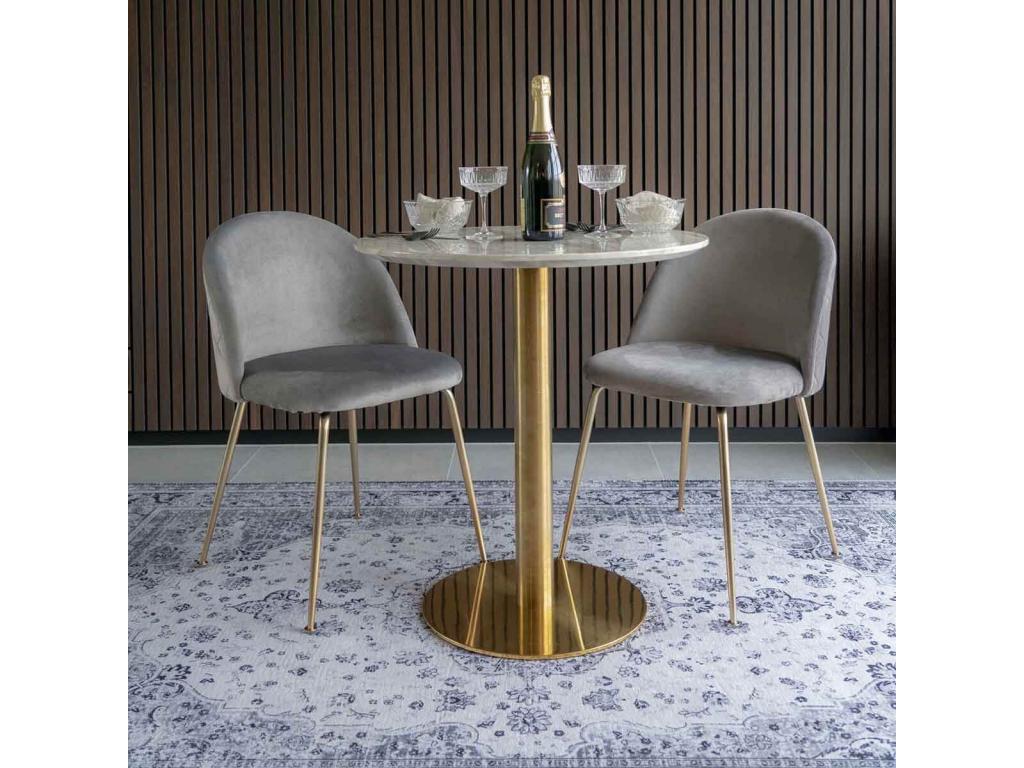 Nidchicshop - Lot de 2 Chaises Velours Gris et Pieds Métal Doré 43228BZAU