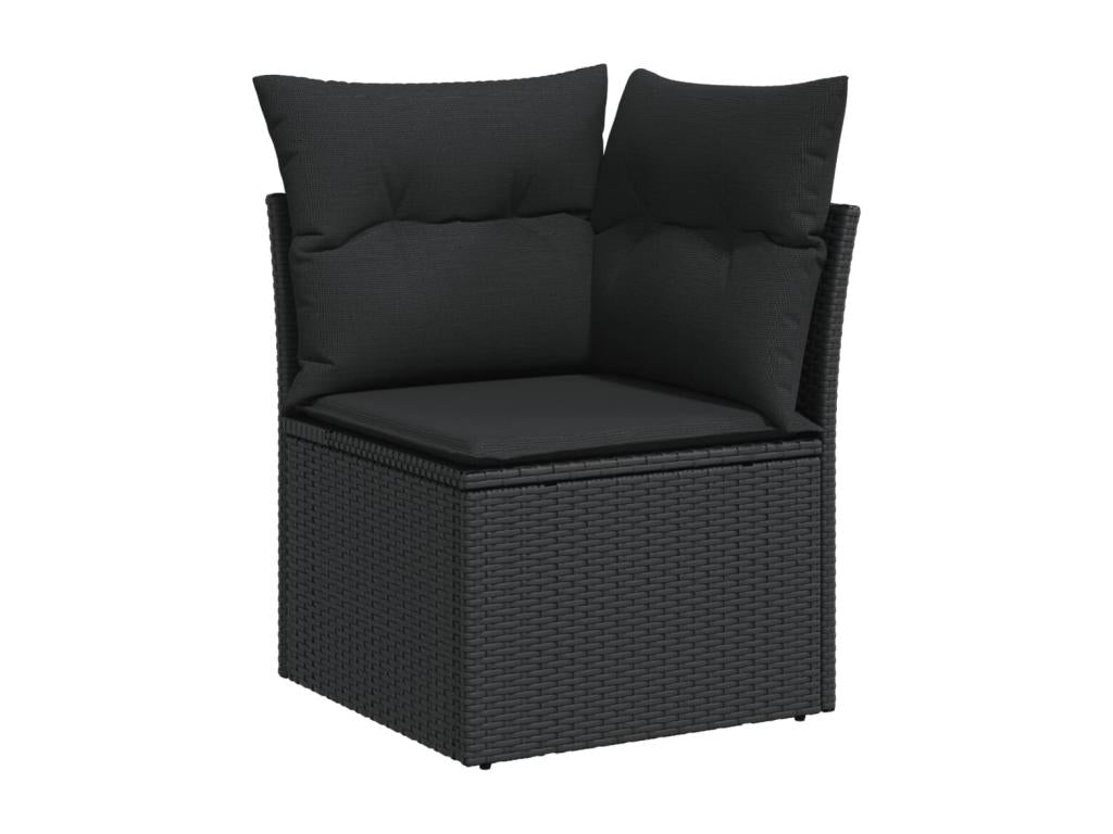 Salon de jardin 9 pièces avec coussins noir résine tressée 84806NSFB