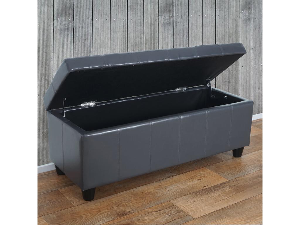 Banquette Nidchicshop coffre banc cuir similicuir 112x45x45cm - gris 54243ZRWJ