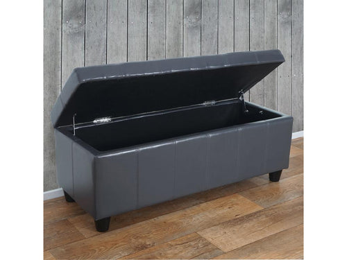 Banquette Nidchicshop coffre banc cuir similicuir 112x45x45cm - gris 54243ZRWJ
