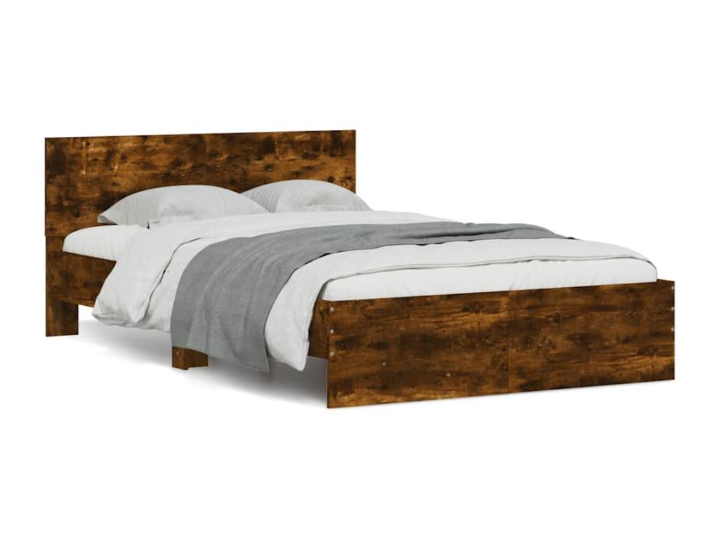 Cadre de lit avec tête de lit et LED chêne fumé 140x200 cm 10365AVSS
