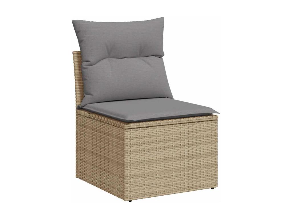 Salon de jardin avec coussins 8 pcs beige résine tressée 44516IIDF
