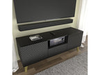 Meuble TV Calmetop C 150 cm 2D1S noir brillant pieds dorés 72730QJNP