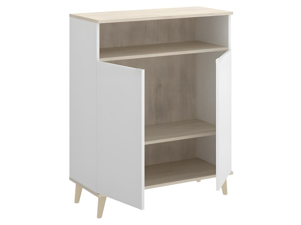 Buffet Meuble de cuisine coloris blanc/naturel - Longueur 79 x Profondeur 40 x Hauteur 102 cm 67304PFEZ