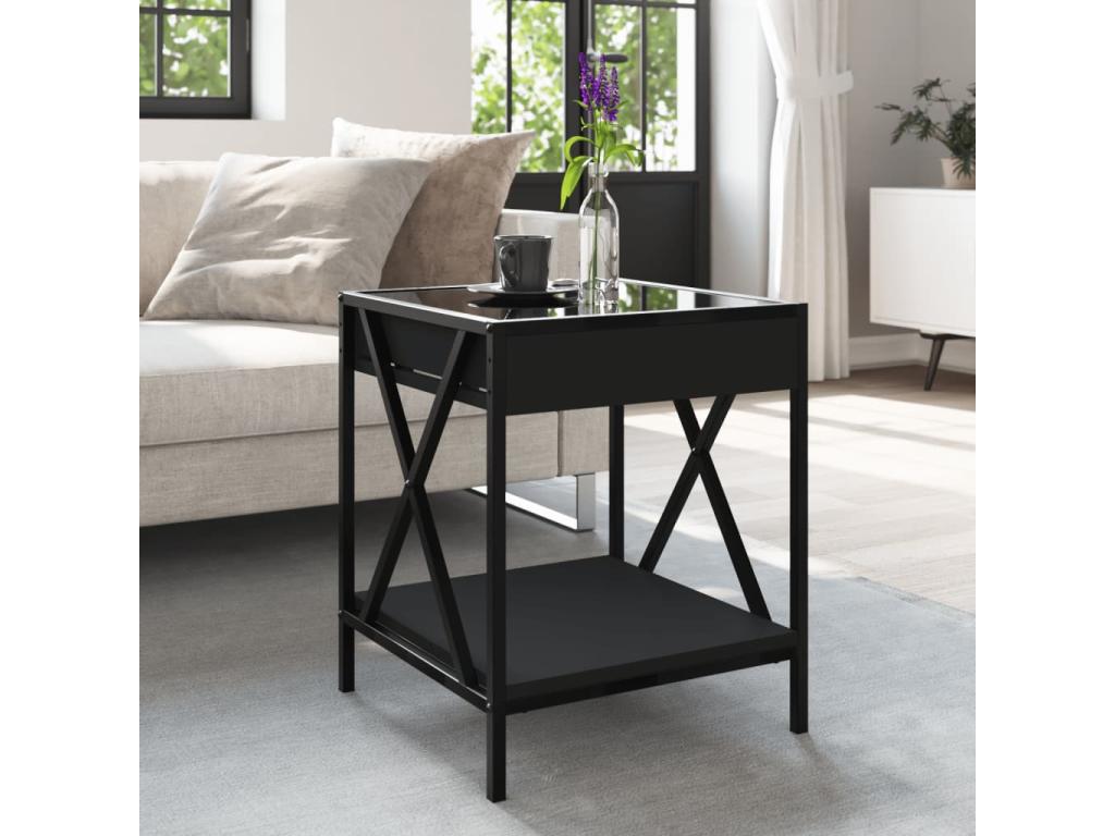 Table basse avec LED Calmetop noir 40x40x49 cm 41003LFEX