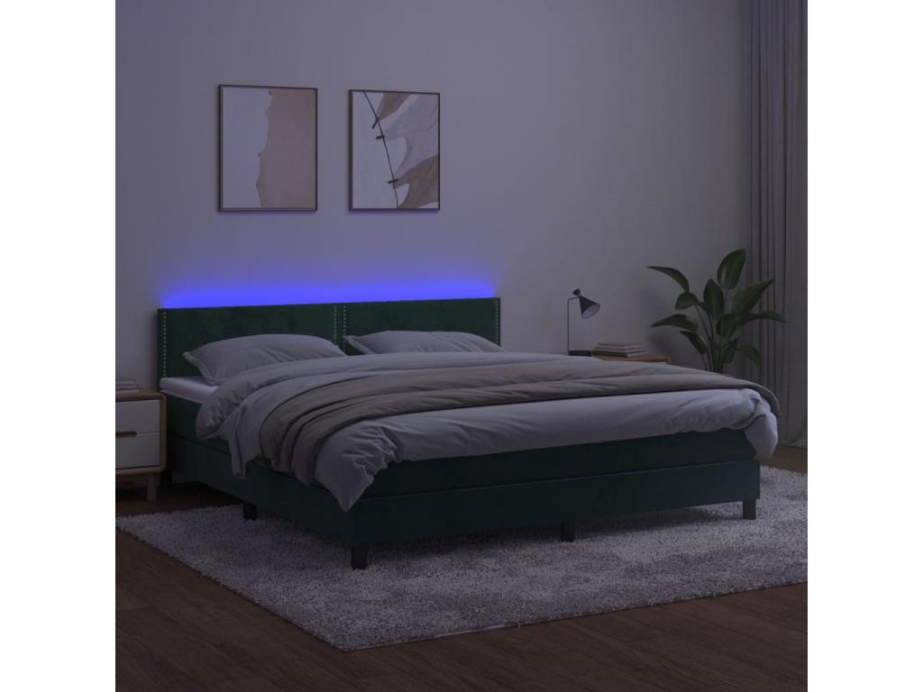 Sommier à Calmetop de lit avec matelas LED Vert foncé 180x200 16355ULFS