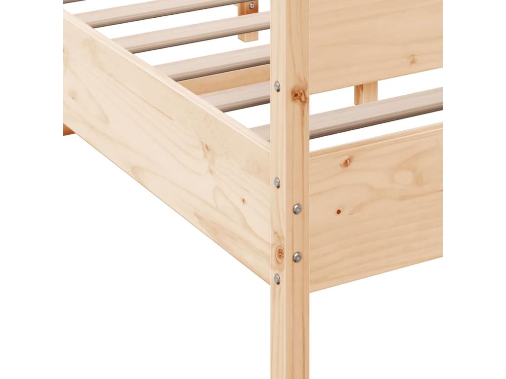 Cadre de lit avec tête de lit 135x190 cm bois de pin massif 03488MRYE