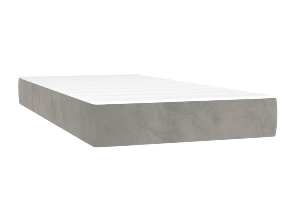 Sommier à Bohometop de lit et matelas Gris clair 90x190 Velours 82771LRUJ