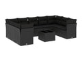 Salon de jardin 10 pièces avec coussins noir résine tressée 96588YBVU