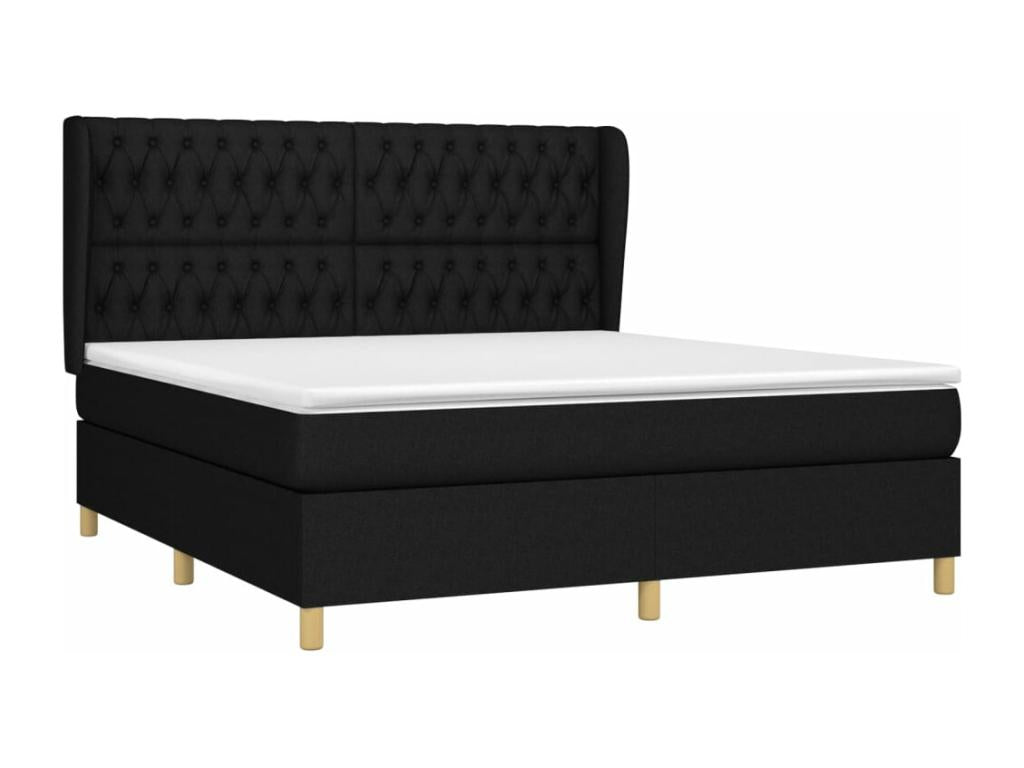 Lit à sommier tapissier avec matelas Noir 180x200 cm Tissu 29842VDVM