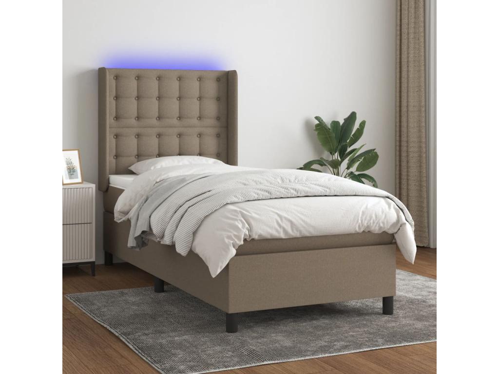 Sommier tapissier avec matelas et LED Calmetop 80x200cm Tissu 28596CXXO