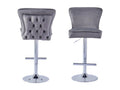 Tabouret capitonné velours et pied chromé Calmetop - Lot de 2-Couleur Gris clair 83340JWYO