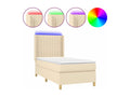 Sommier à Bohometop de lit matelas et LED Crème 90x190 cm Tissu 13341QZYW