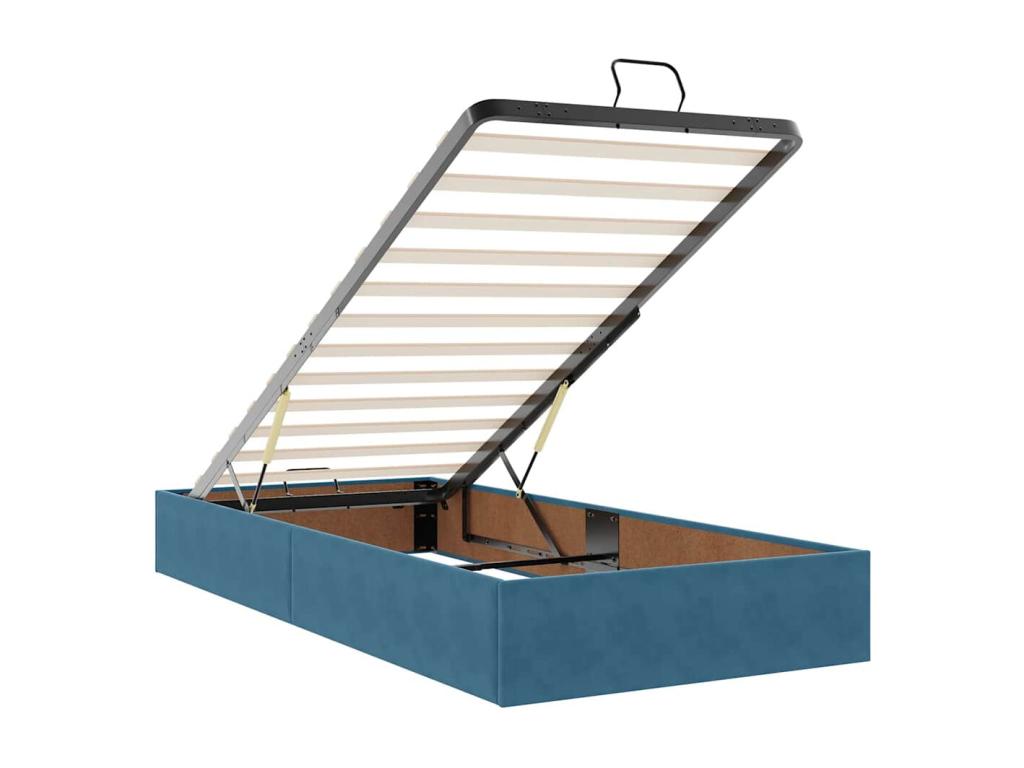 Cadre de lit ottoman avec matelas bleu foncé 90x200 cm velours 42378UYPB