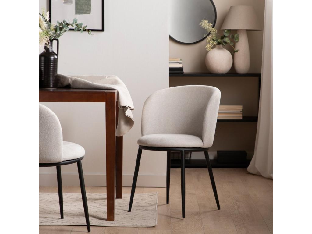Chaise de salle à manger en tissu beige 51x80 cm-Calmetop 53516SZEU