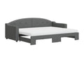 Lit de jour avec gigogne et matelas gris foncé 80x200 cm tissu 08418PSFN