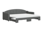 Lit de jour avec gigogne et matelas gris foncé 80x200 cm tissu 08418PSFN