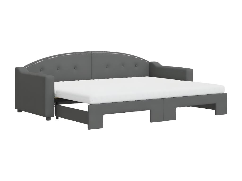 Lit de jour avec gigogne et matelas gris foncé 80x200 cm tissu 08418PSFN