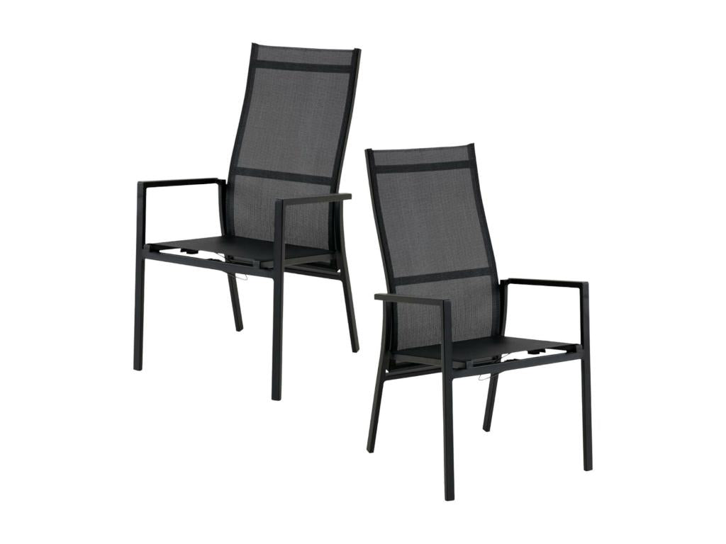Fauteuil de jardin en aluminium avec dossier réglable noir lot de 2 Nidchicshop 77414SPJF
