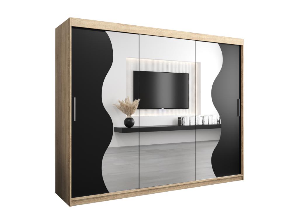 ARMOIRE Bohometop À PORTES COULISSANTES 200/250/62 3 Portes Bohometop/Noir 06376RZDS