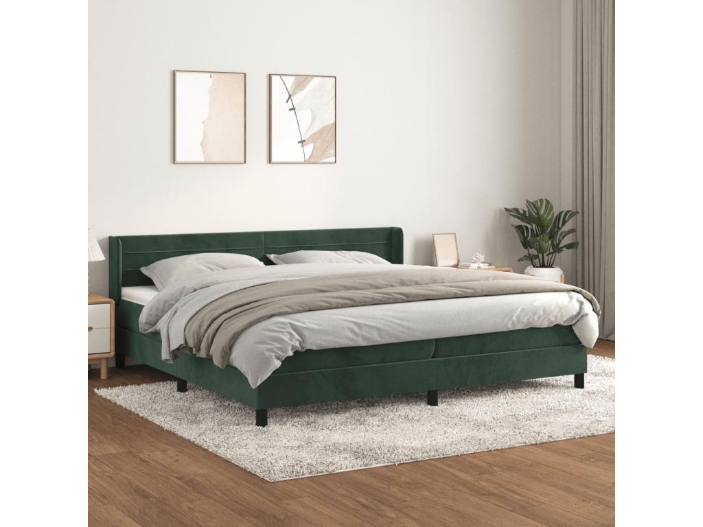 Lit à sommier tapissier et matelas Vert foncé 200x200cm Velours 42782FYSP
