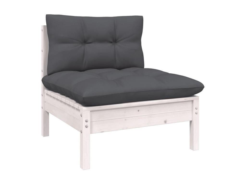 Salon de jardin 13 pcs avec coussins blanc bois de pin solide 42660XKDE