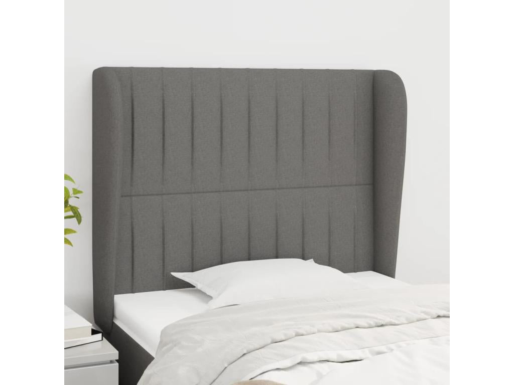Tête de lit avec oreilles Gris foncé 103x23x118/128 cm Tissu 87370KZAE