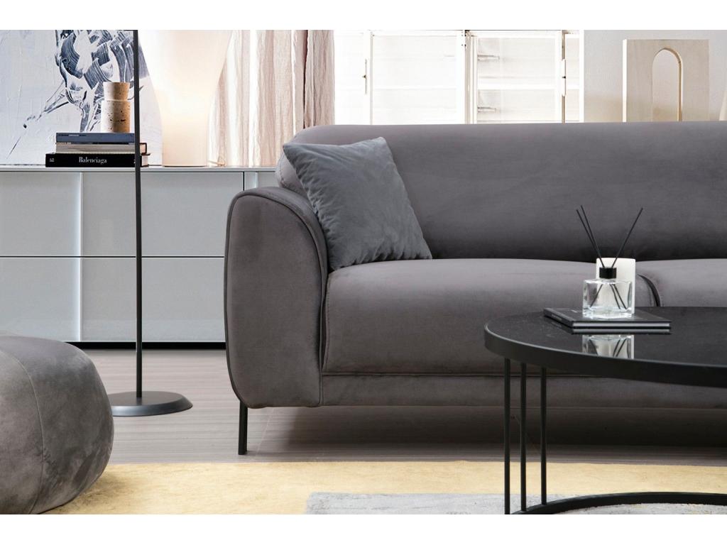 Canapé d'angle droit Bohometop Velours Anthracite 79685GQST