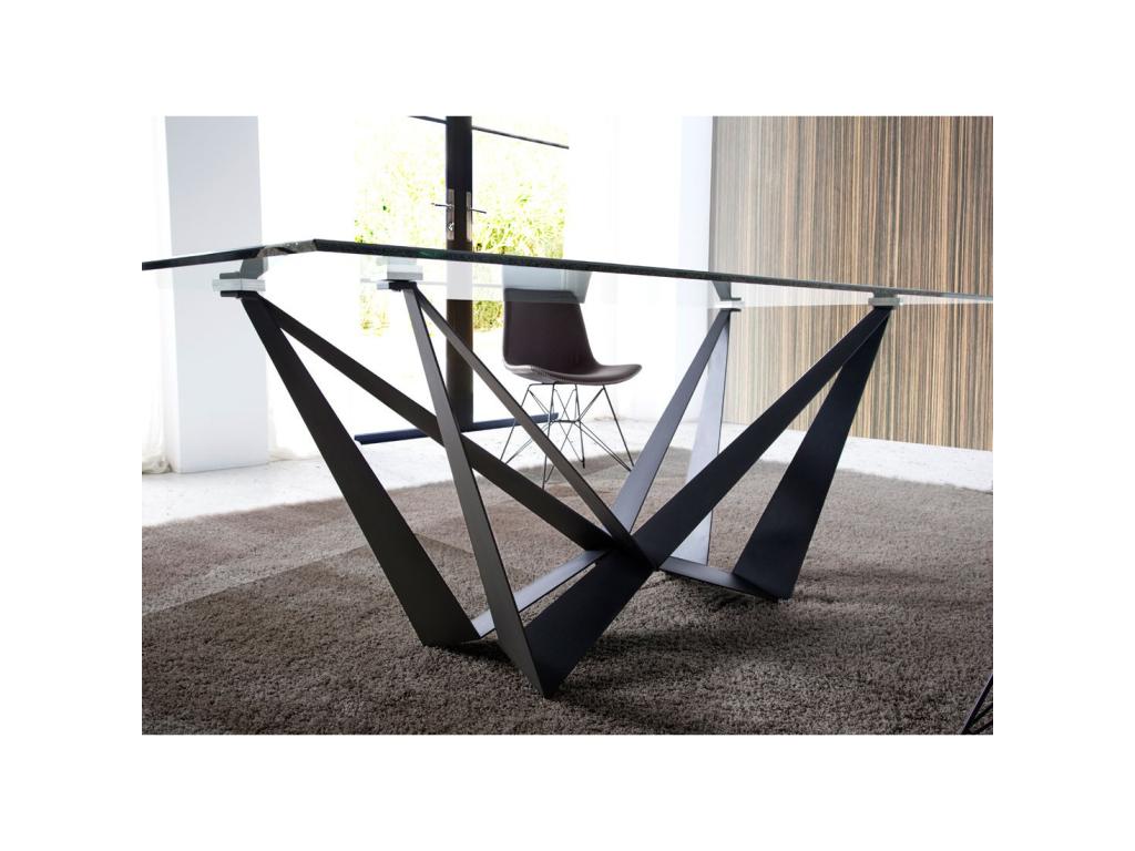 Table de repas rectangulaire Verre/Noir mat - Calmetop 11202SAKE