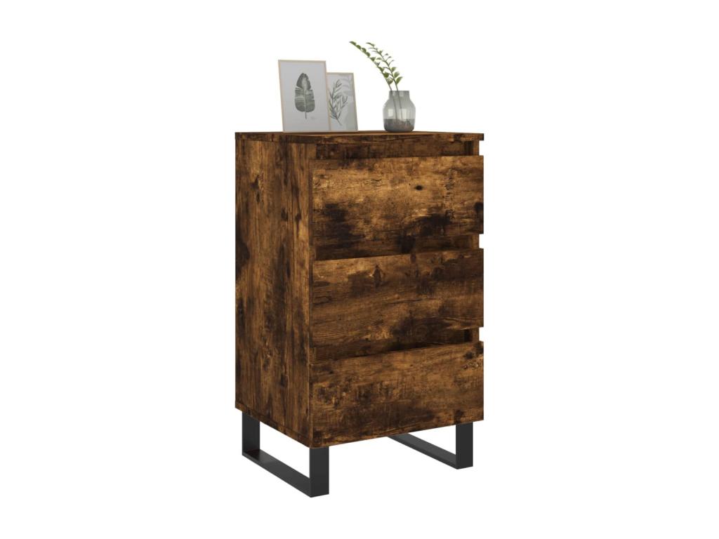 Tables de chevet 2 pièces chêne fumé 40x35x69 cm bois ingénierie 97057BWID