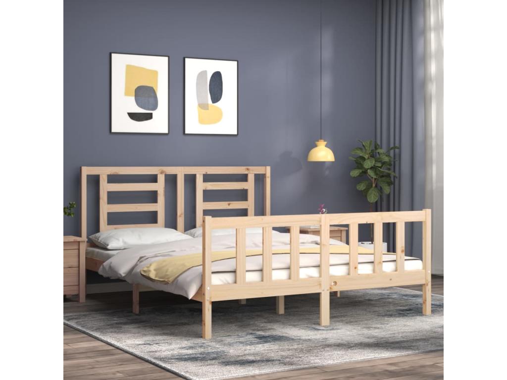 Cadre de lit sans matelas bois de pin massif 67454WJLS