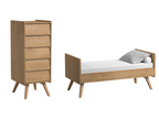 Lit bébé évolutif et Chiffonnier Vintage Bois 01873LAJE