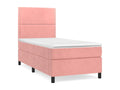 Lit à sommier tapissier et matelas Rose 80x200 cm Velours 27698KIPM