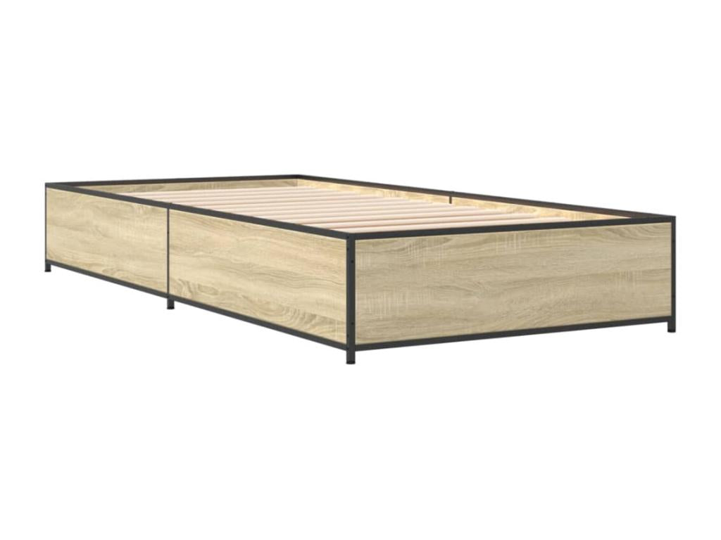 Cadre de lit chêne Calmetop 100x200 bois d'ingénierie et métal 18948ZLKG