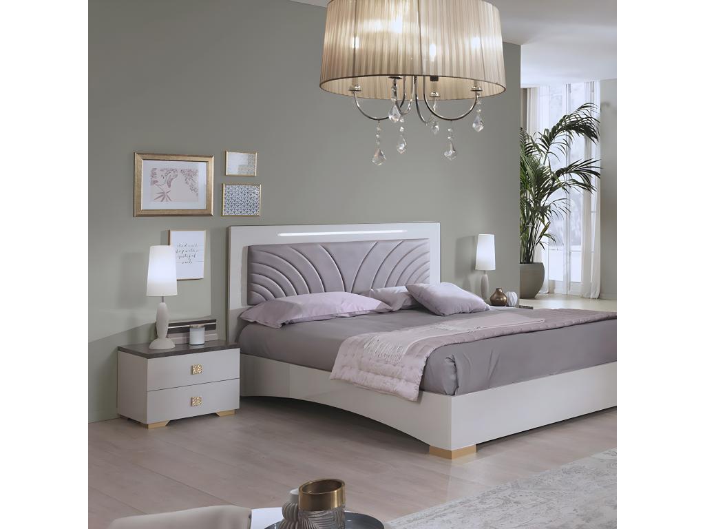 Bohometop - Chevet 2 Tiroirs Coloris Crème et Bronze 01154PMXS