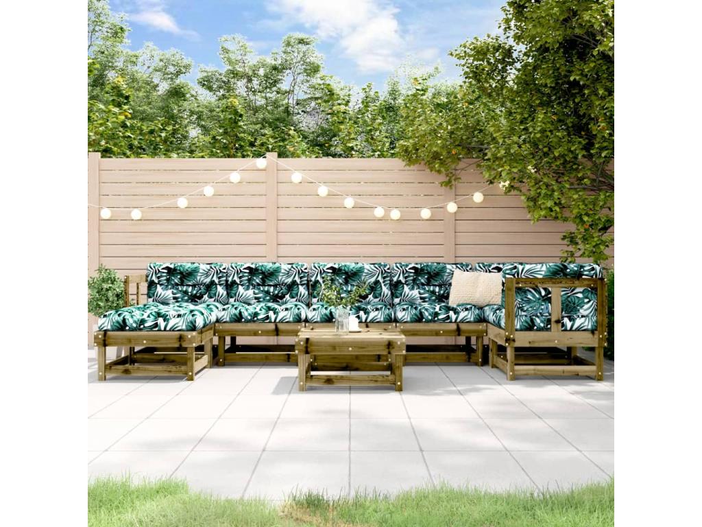 Salon de jardin 8 pcs bois de pin imprégné 12253EBNH