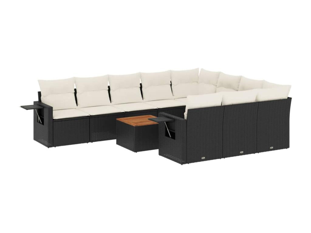 Salon de jardin 11 pcs avec coussins noir résine tressée 45281XKTM