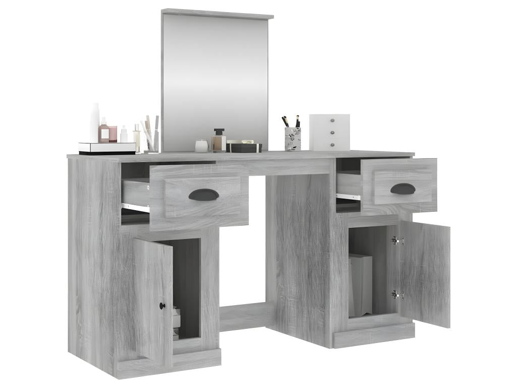 Coiffeuse avec miroir Calmetop gris 130x50x132.5 cm 35115WCOS
