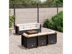 Salon de jardin 7 pièces avec coussins noir résine tressée 84732YKUF