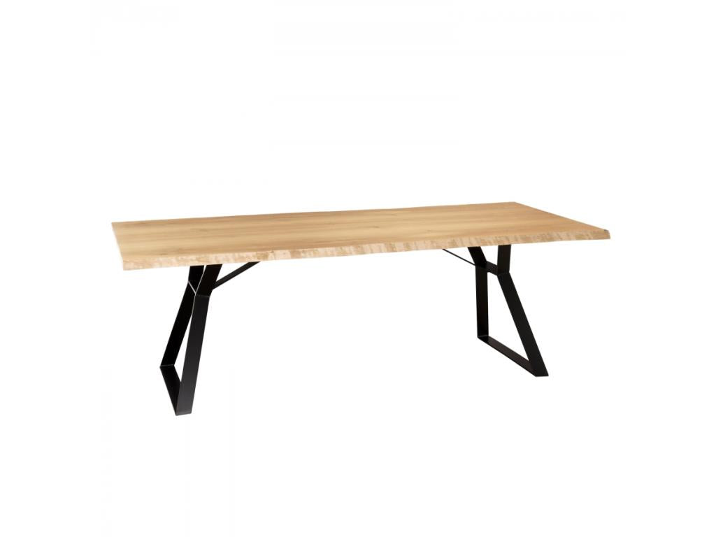 Nidchicshop - Table à manger rectangulaire 230x100cm bois chêne pieds métal noir 24583SZTC