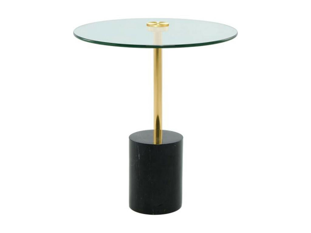 Table d'Appoint en Marbre Calmetop 50cm Or / Noir 87155SGJL