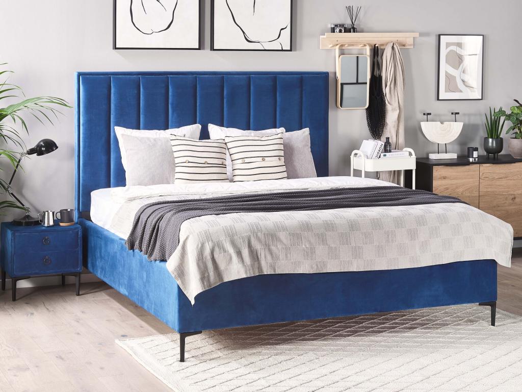 Ensemble de chambre Velours Nidchicshop 160x200 cm Bleu marine 73992BOOG