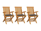 Chaises de jardin avec coussins anthracite 3 pièces Bois de teck 70758HQTE